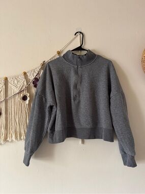 Fabletics Charcoal Gray Half-Zip Mock Neck Sweatshirt